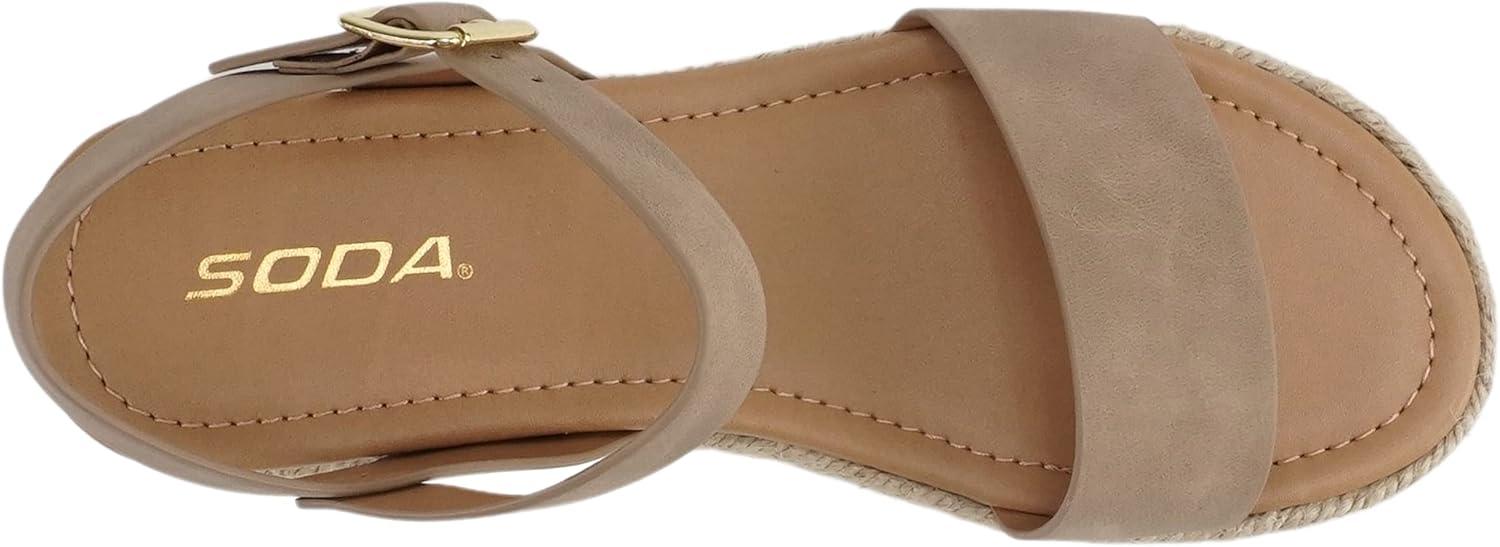 imageSoda CLIP  Women Open Toe Ankle Strap Platform Espadrille SandalDark Natural Nubuck