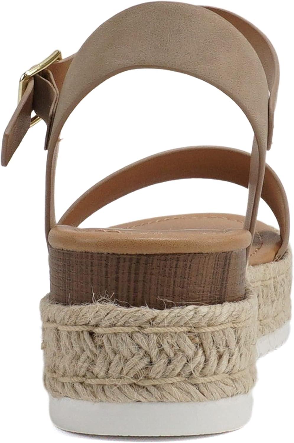 imageSoda CLIP  Women Open Toe Ankle Strap Platform Espadrille SandalDark Natural Nubuck