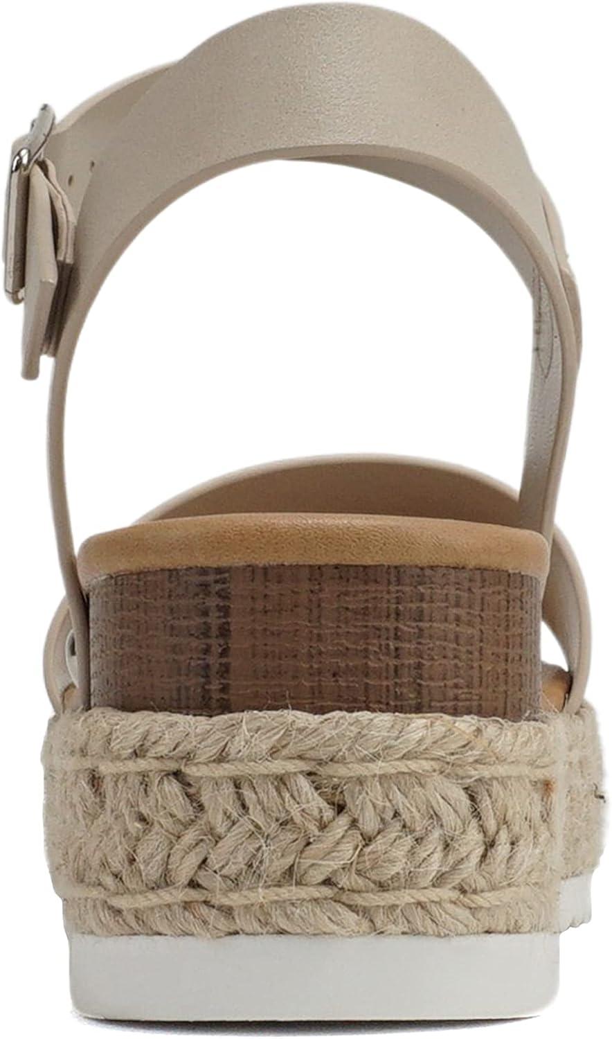 imageSoda CLIP  Women Open Toe Ankle Strap Platform Espadrille SandalDark Nude Pu