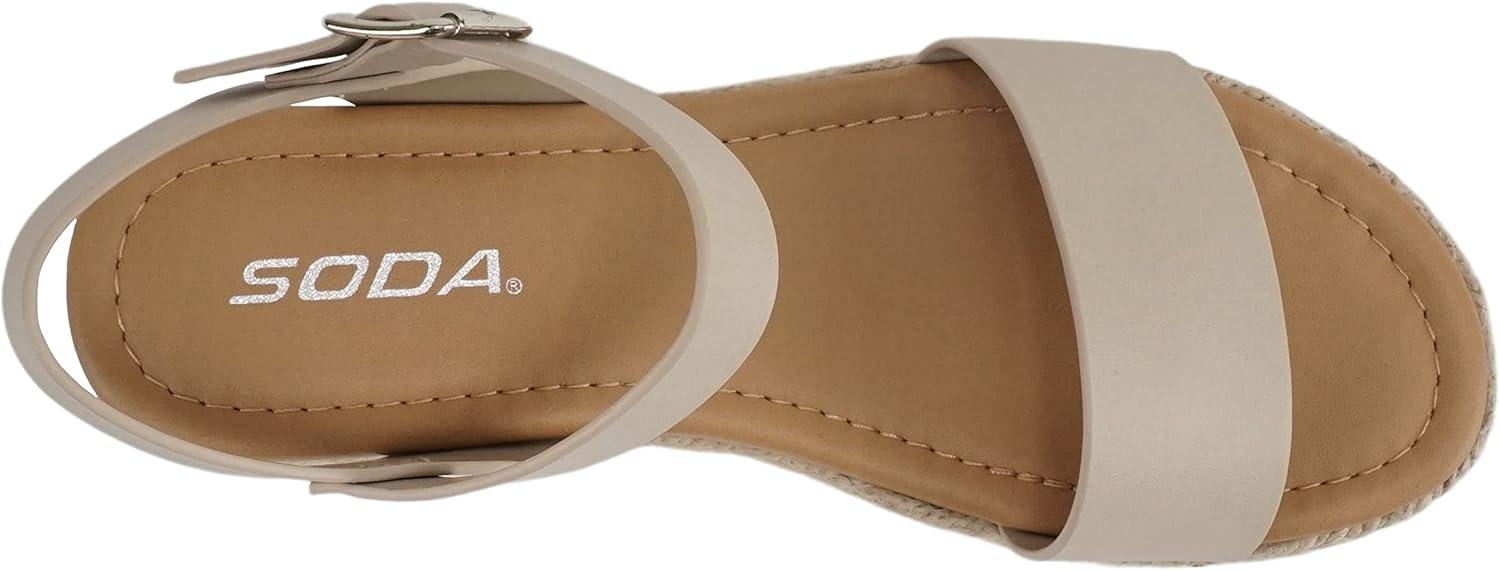 imageSoda CLIP  Women Open Toe Ankle Strap Platform Espadrille SandalDark Nude Pu