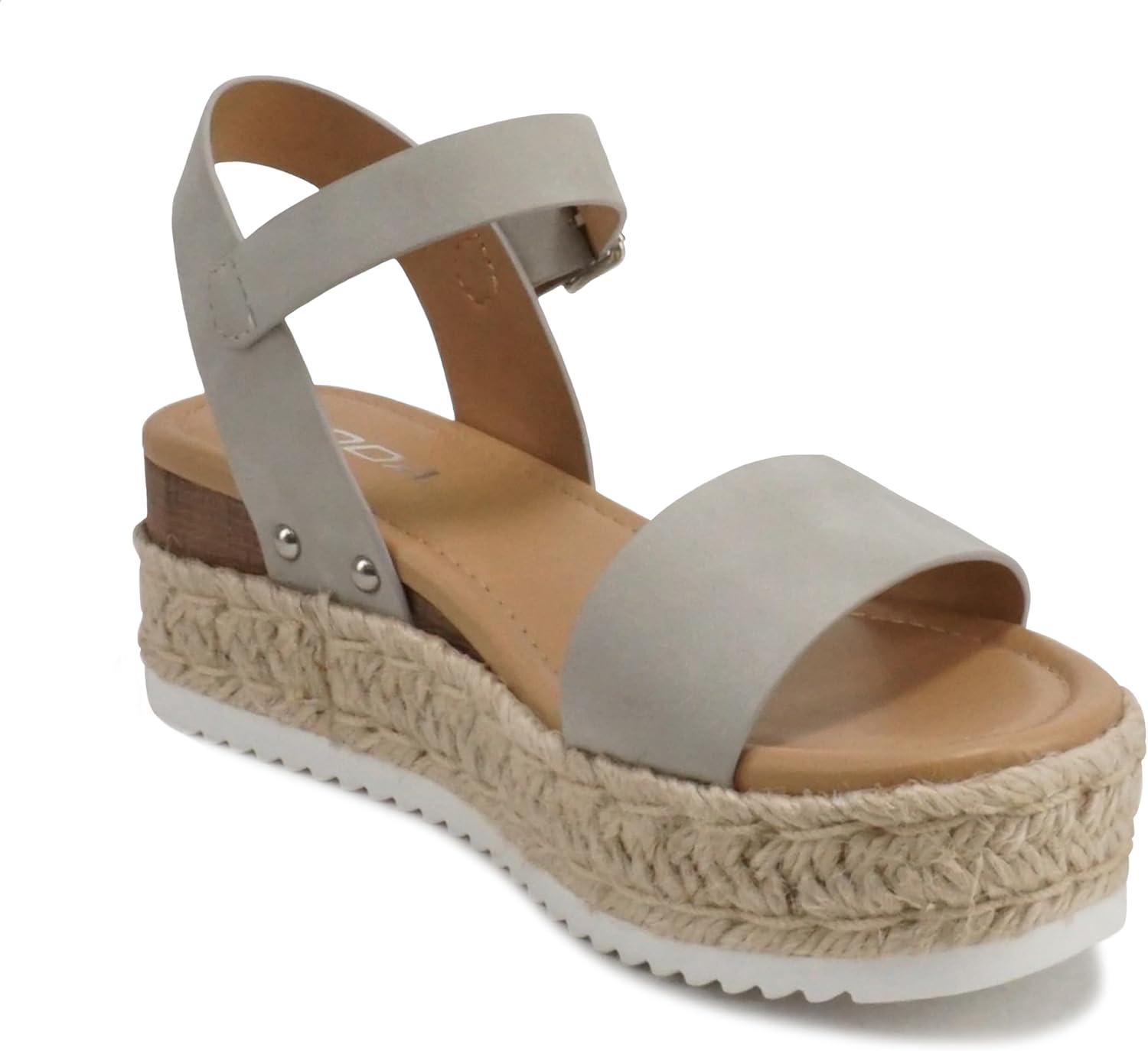 imageSoda CLIP  Women Open Toe Ankle Strap Platform Espadrille SandalDove Grey