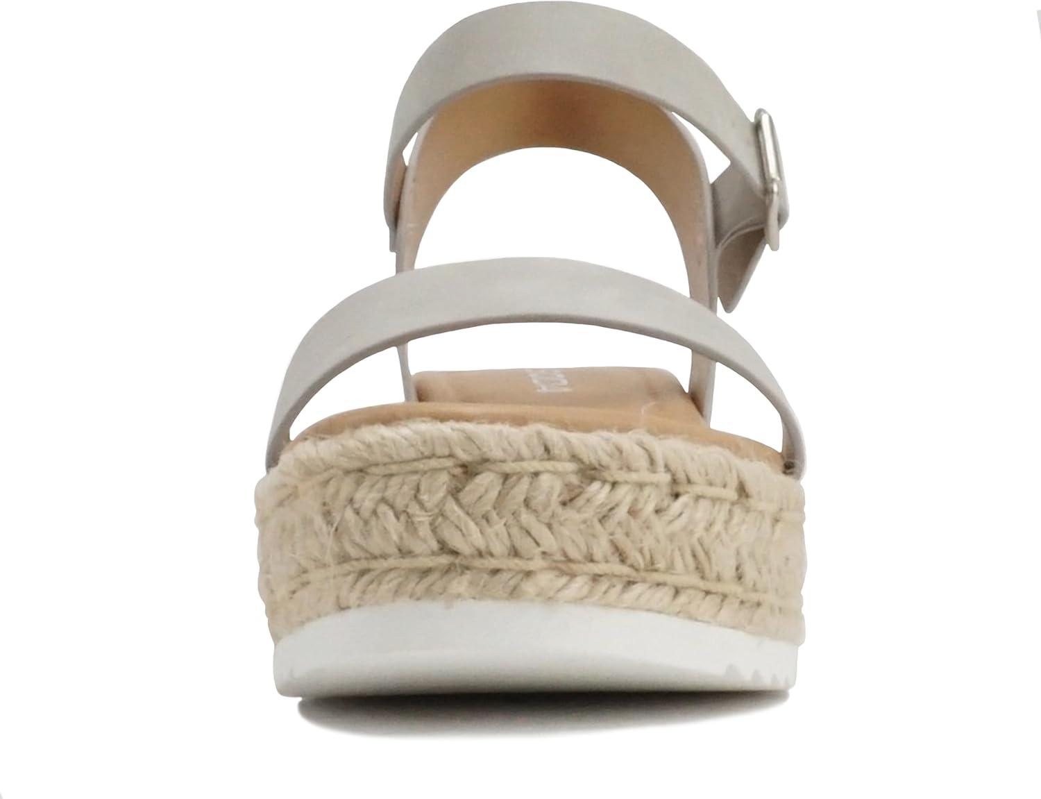 imageSoda CLIP  Women Open Toe Ankle Strap Platform Espadrille SandalDove Grey