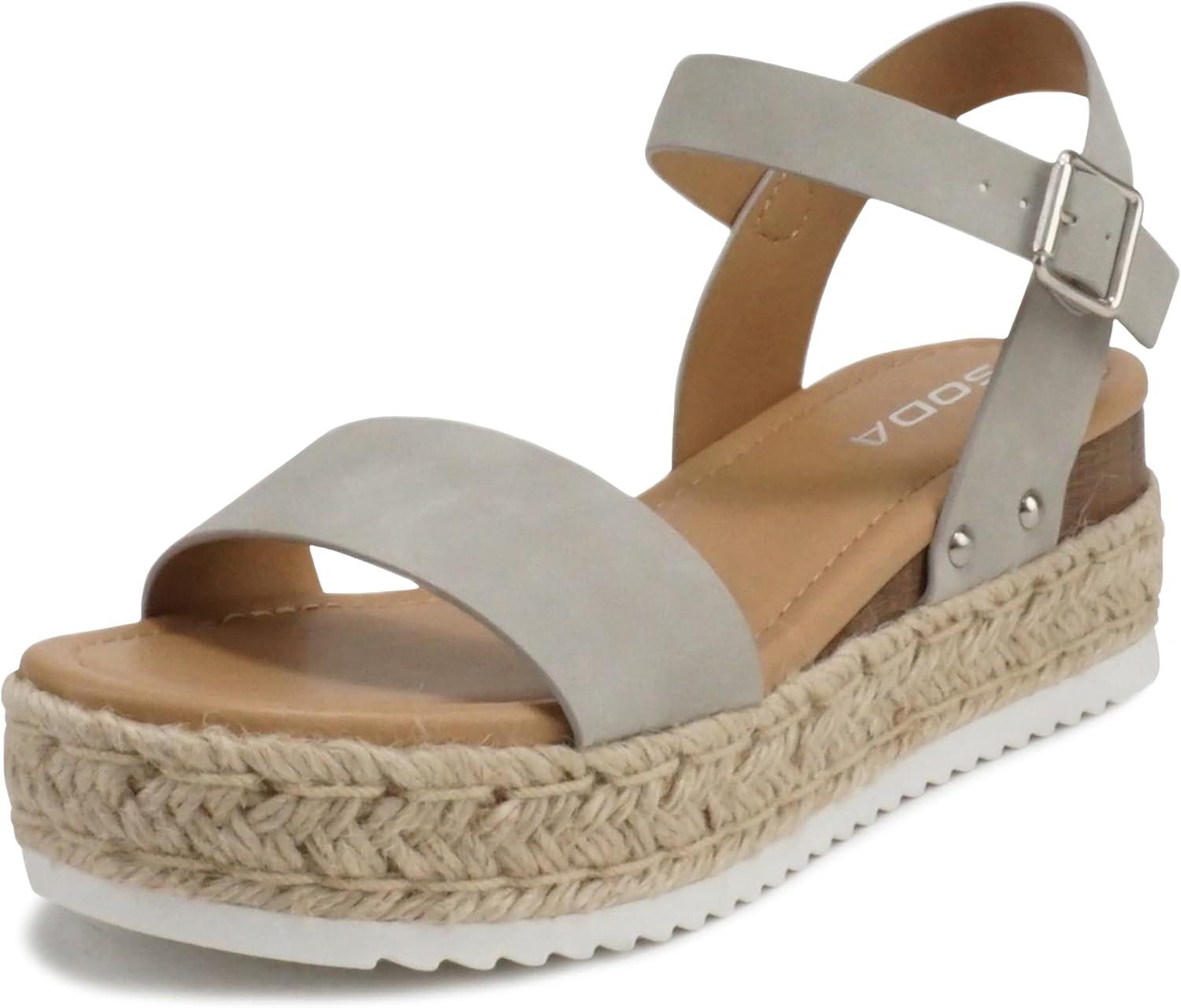 imageSoda CLIP  Women Open Toe Ankle Strap Platform Espadrille SandalDove Grey