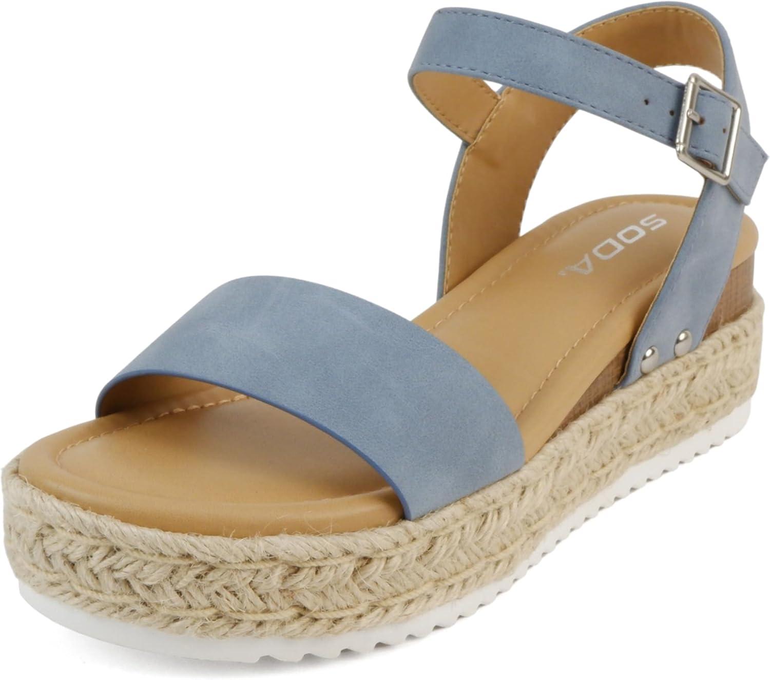 imageSoda CLIP  Women Open Toe Ankle Strap Platform Espadrille SandalDusty Blue