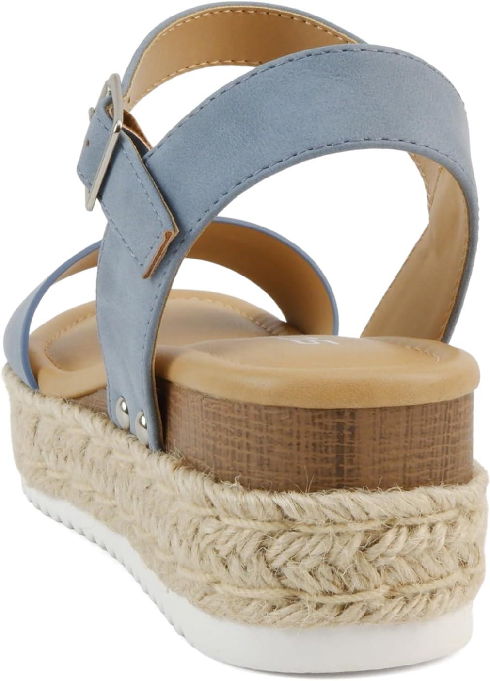 imageSoda CLIP  Women Open Toe Ankle Strap Platform Espadrille SandalDusty Blue