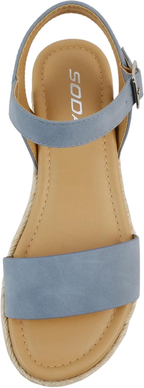imageSoda CLIP  Women Open Toe Ankle Strap Platform Espadrille SandalDusty Blue