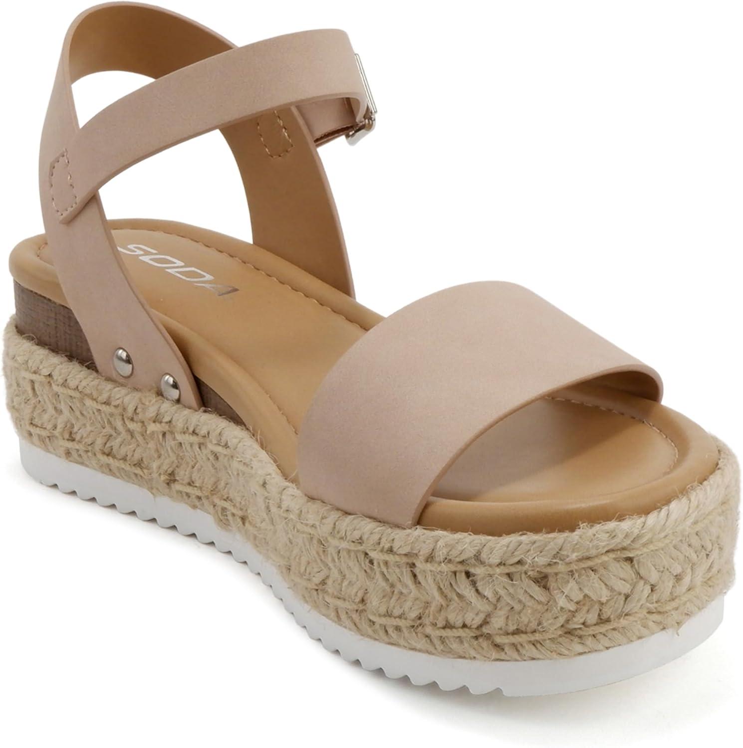 imageSoda CLIP  Women Open Toe Ankle Strap Platform Espadrille SandalDusty Mauve