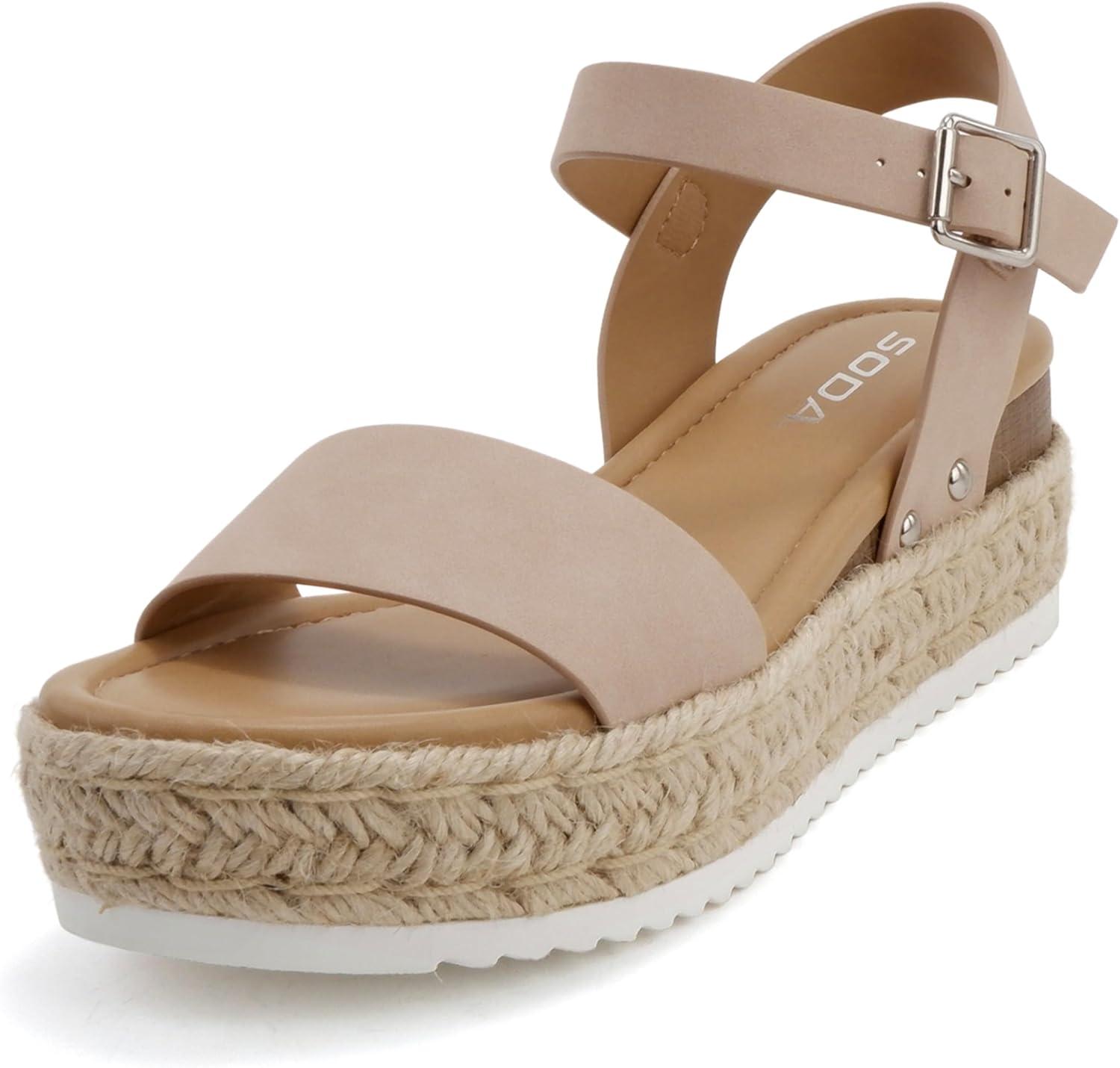 imageSoda CLIP  Women Open Toe Ankle Strap Platform Espadrille SandalDusty Mauve