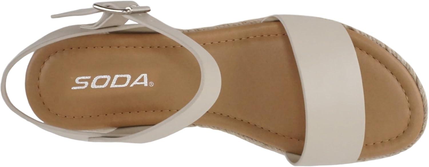 imageSoda CLIP  Women Open Toe Ankle Strap Platform Espadrille SandalIvory Pu