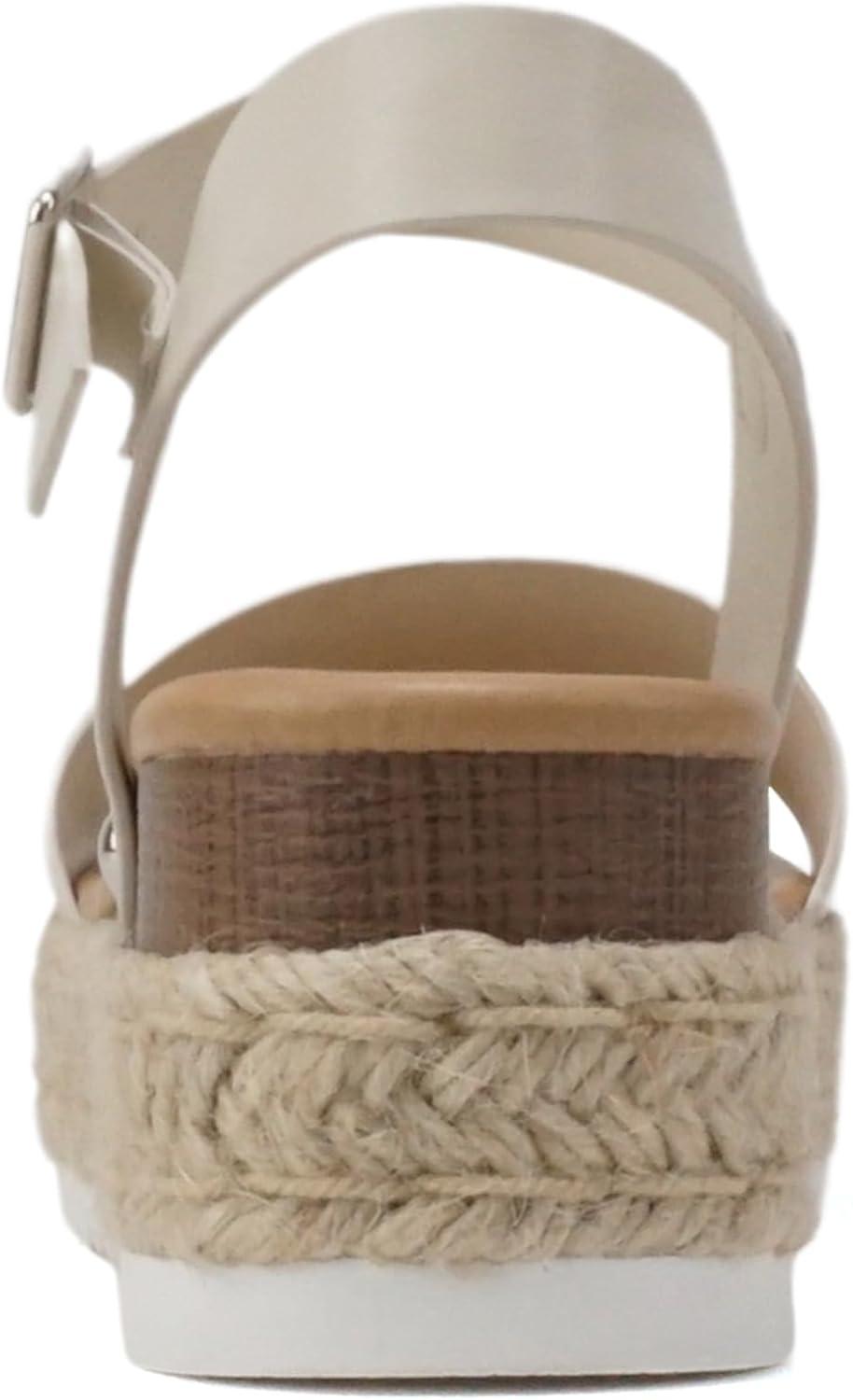 imageSoda CLIP  Women Open Toe Ankle Strap Platform Espadrille SandalIvory Pu