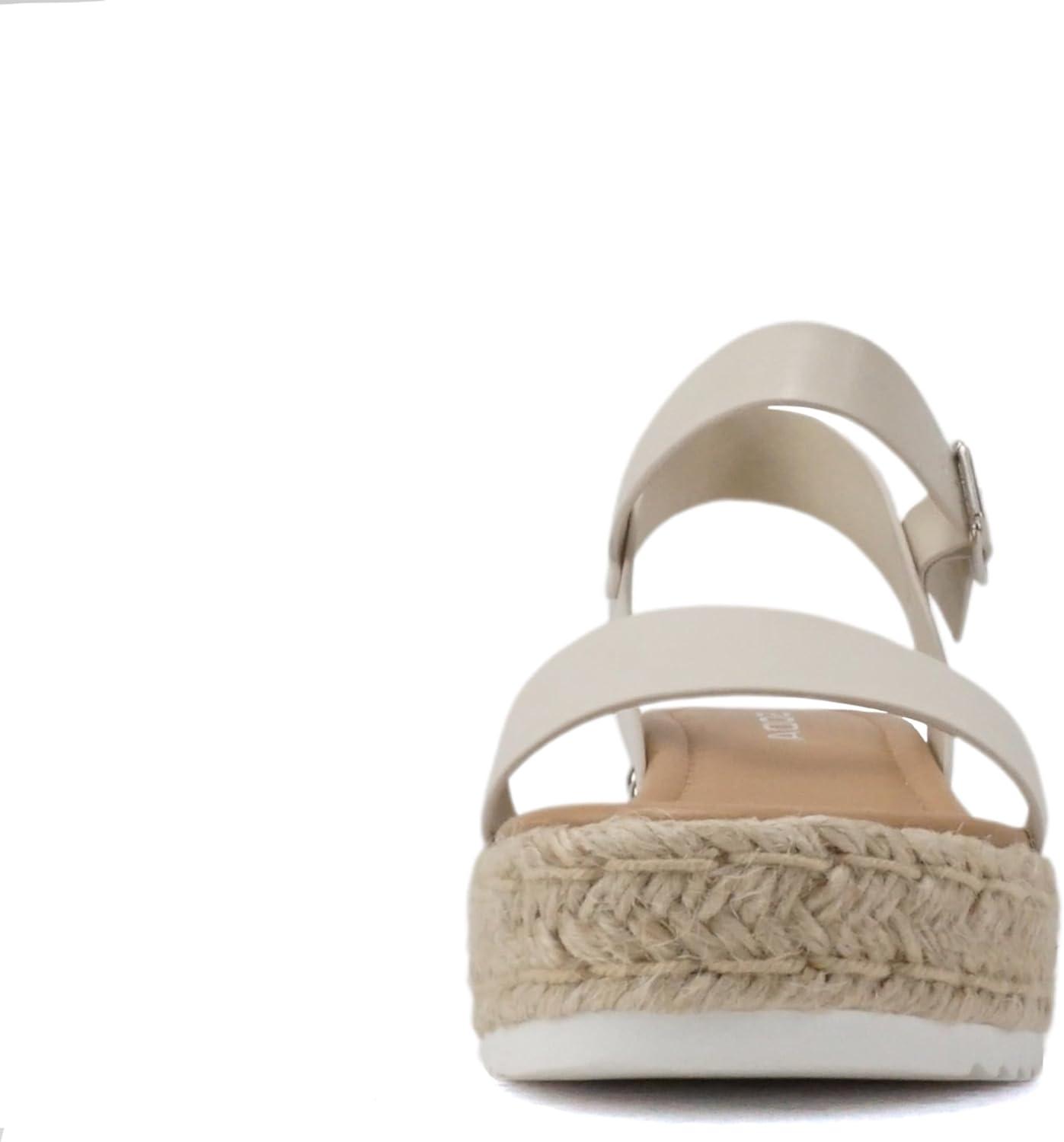 imageSoda CLIP  Women Open Toe Ankle Strap Platform Espadrille SandalIvory Pu