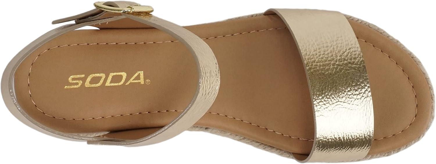 imageSoda CLIP  Women Open Toe Ankle Strap Platform Espadrille SandalLight Gold