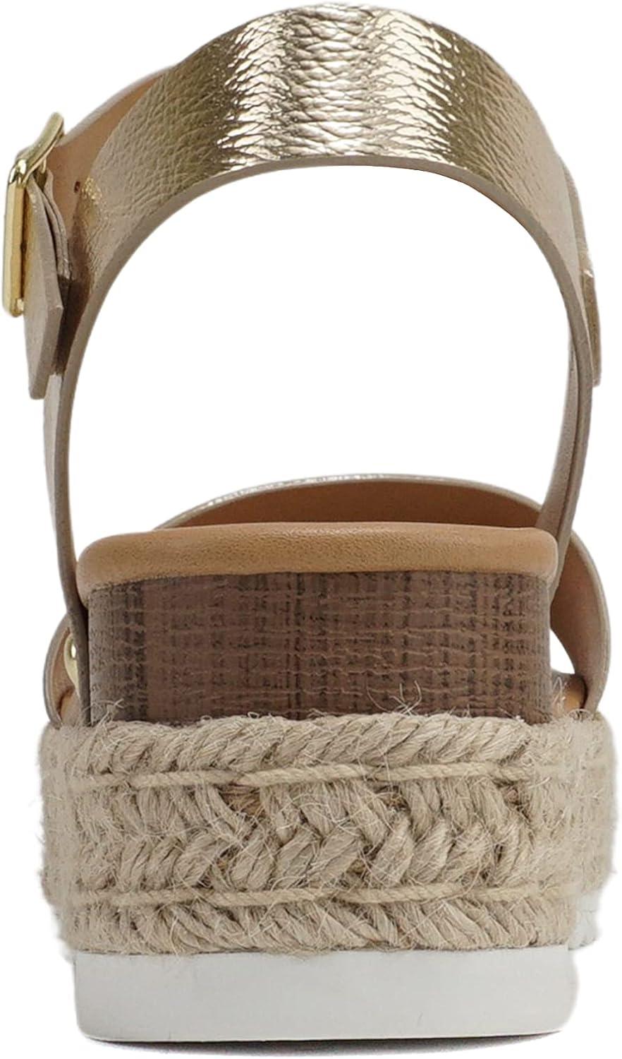 imageSoda CLIP  Women Open Toe Ankle Strap Platform Espadrille SandalLight Gold