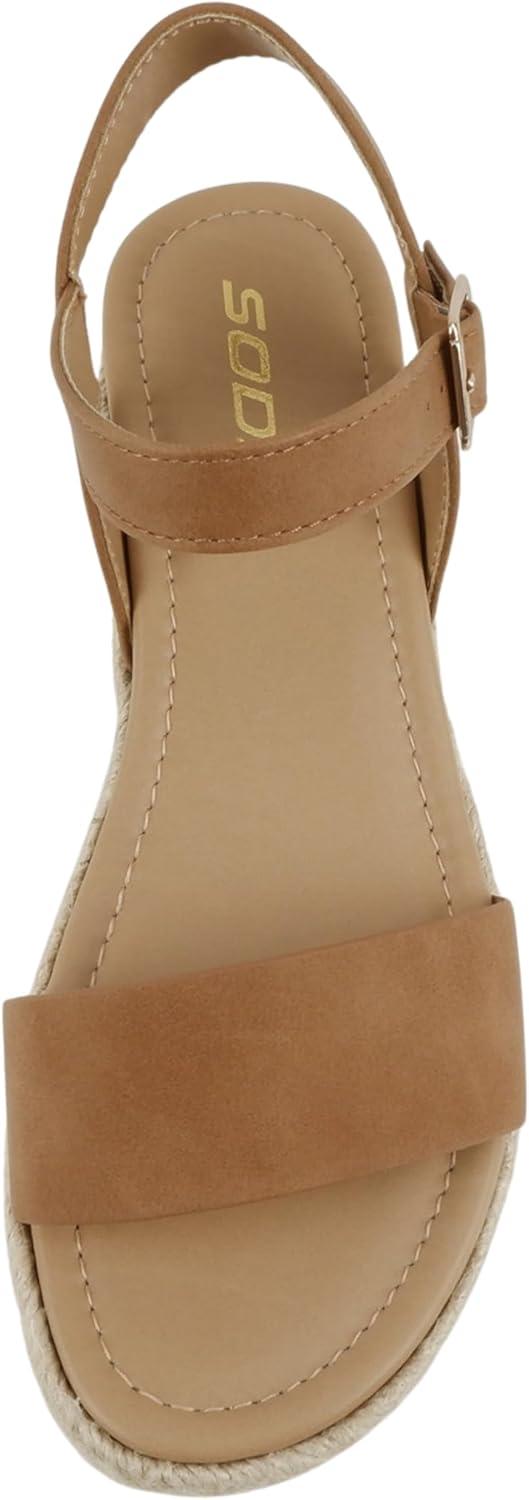 imageSoda CLIP  Women Open Toe Ankle Strap Platform Espadrille SandalNbpu Tan