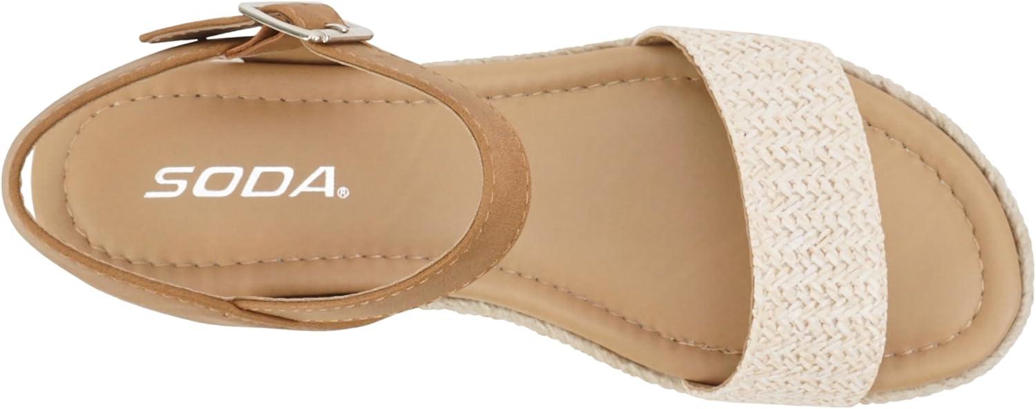 imageSoda CLIP  Women Open Toe Ankle Strap Platform Espadrille SandalNude RaffiaTan