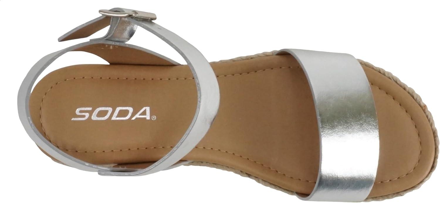 imageSoda CLIP  Women Open Toe Ankle Strap Platform Espadrille SandalSilver Pu
