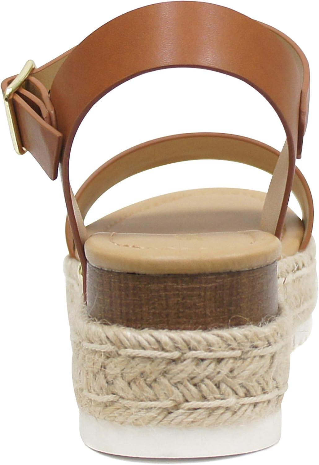 imageSoda CLIP  Women Open Toe Ankle Strap Platform Espadrille SandalTan 2
