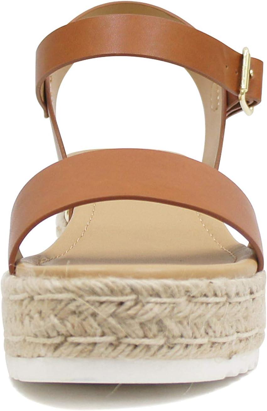 imageSoda CLIP  Women Open Toe Ankle Strap Platform Espadrille SandalTan 2