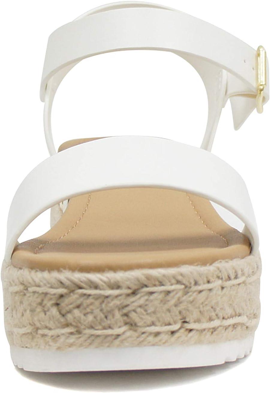 imageSoda CLIP  Women Open Toe Ankle Strap Platform Espadrille SandalWhite