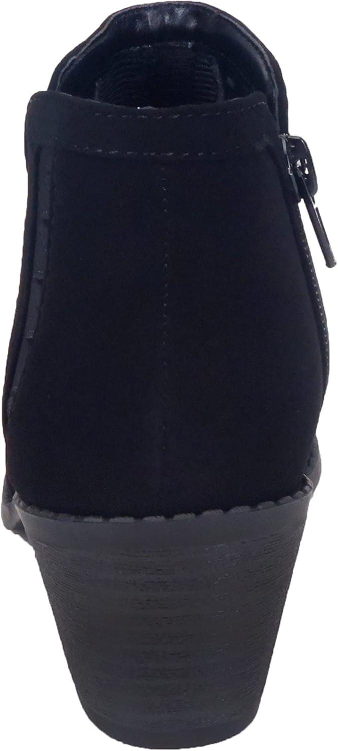 imageSoda Chance2 KidsChildrenGirls Perforated Cut Out Stacked Block Heel Ankle BootiesBlack