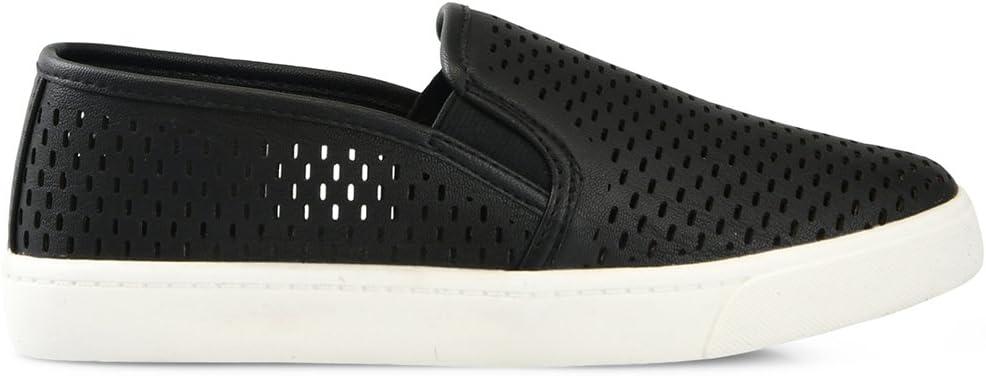 imageSoda Croft  Slip On Perforated Double Layer Foam Padded Cushion Sock Fashion SneakersBlack Pu