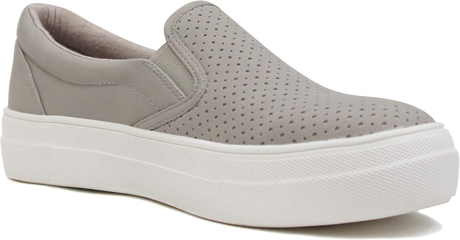 imageSoda Croft  Slip On Perforated Double Layer Foam Padded Cushion Sock Fashion SneakersClay Nubuck Pu