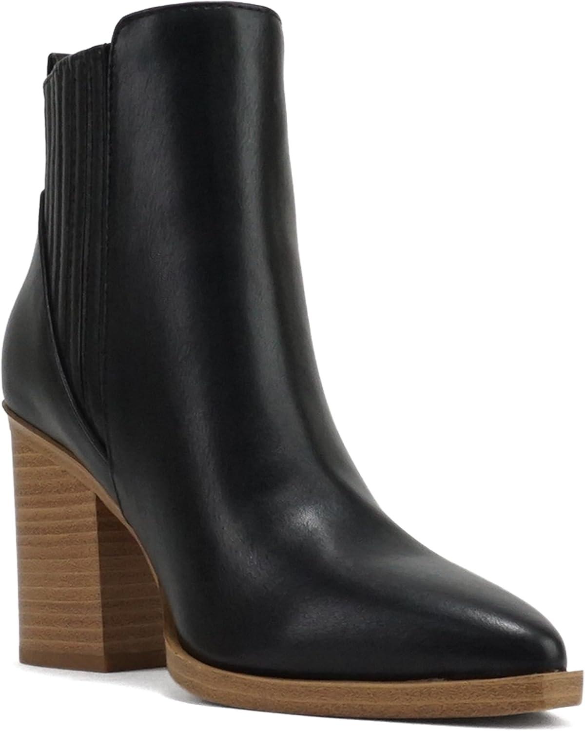 imageSoda DUVETS  Women Pointed Toe PullOn Finger Gore High Heel Ankle BootBlack Pu