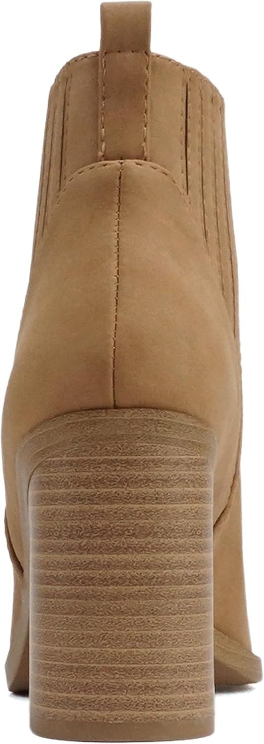 imageSoda DUVETS  Women Pointed Toe PullOn Finger Gore High Heel Ankle BootCoffee Nubuck