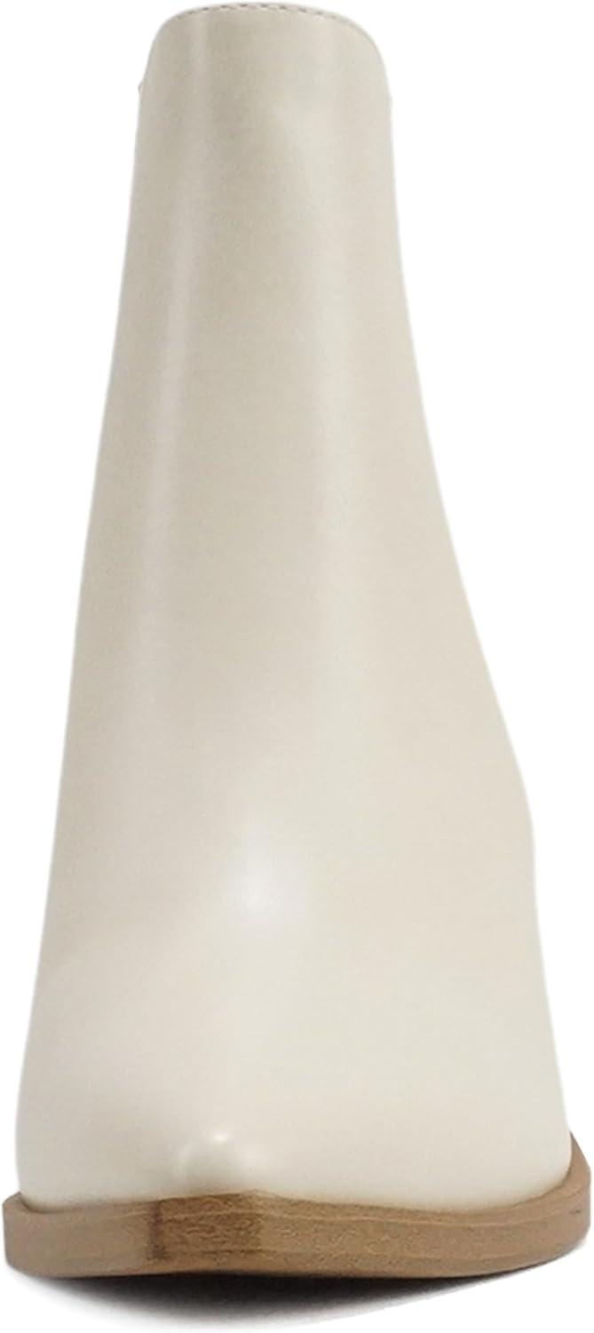 imageSoda DUVETS  Women Pointed Toe PullOn Finger Gore High Heel Ankle BootOff White Pu