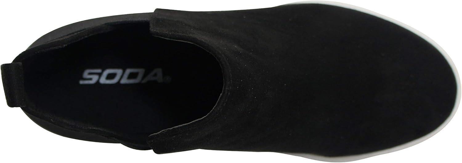 imageSoda Diana  Slip On Hidden Wedge Ankle Boot Fashion Sneaker with Elastic Gore InsetsBlack
