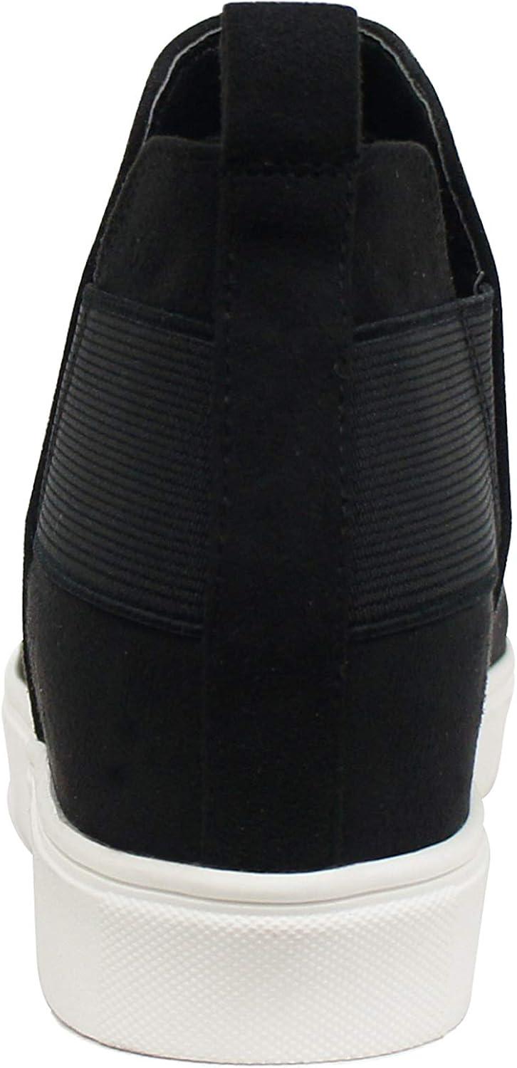imageSoda Diana  Slip On Hidden Wedge Ankle Boot Fashion Sneaker with Elastic Gore InsetsBlack