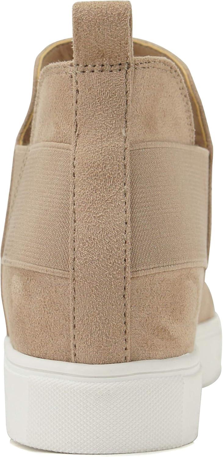 imageSoda Diana  Slip On Hidden Wedge Ankle Boot Fashion Sneaker with Elastic Gore InsetsLight Taupe