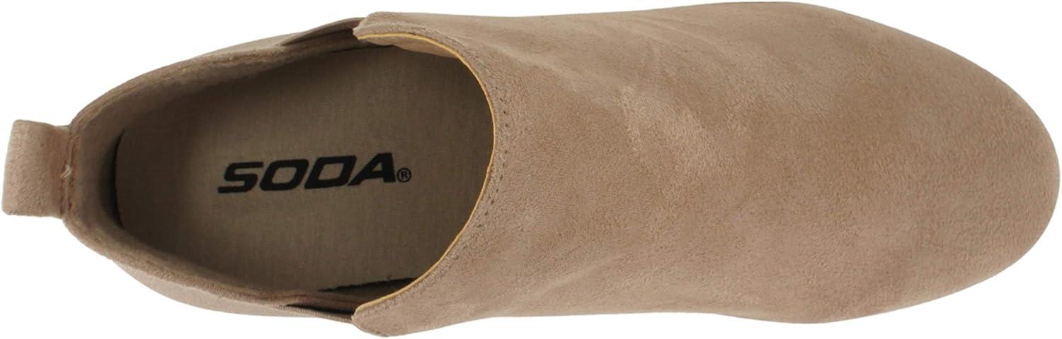 imageSoda Diana  Slip On Hidden Wedge Ankle Boot Fashion Sneaker with Elastic Gore InsetsLight Taupe
