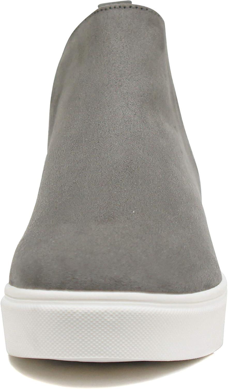 imageSoda Diana  Slip On Hidden Wedge Ankle Boot Fashion Sneaker with Elastic Gore InsetsMid Grey