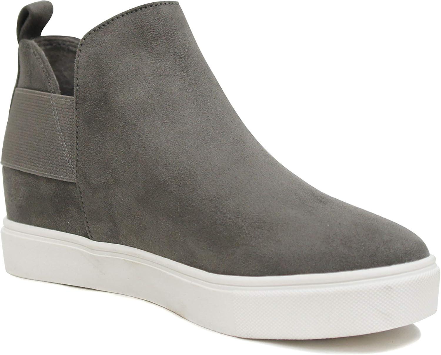 imageSoda Diana  Slip On Hidden Wedge Ankle Boot Fashion Sneaker with Elastic Gore InsetsMid Grey