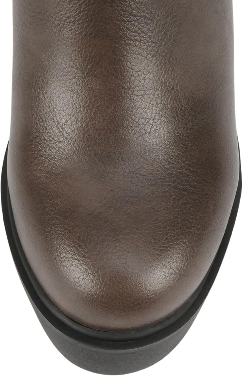 imageSoda EDITOR  Women Lug Sole High Heel Chelsea Fashion Ankle Boot wDouble Elastic GoreBrown Pu