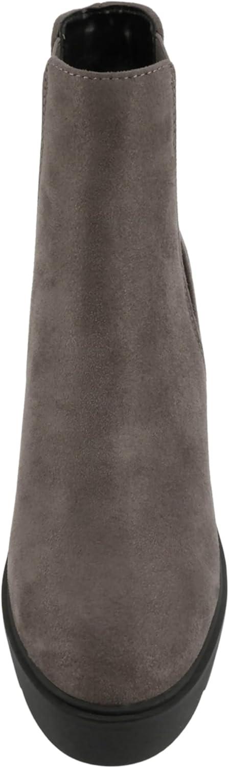imageSoda EDITOR  Women Lug Sole High Heel Chelsea Fashion Ankle Boot wDouble Elastic GoreCharcoal Imit Suede