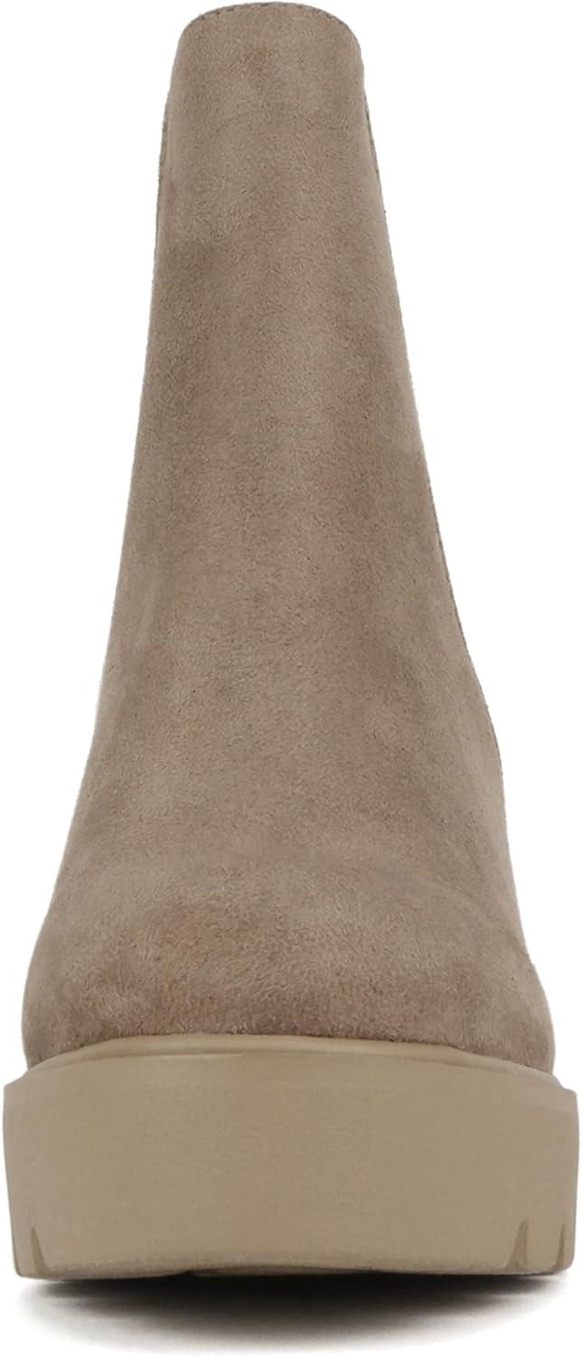 imageSoda EDITOR  Women Lug Sole High Heel Chelsea Fashion Ankle Boot wDouble Elastic GoreTaupe Imit Suede