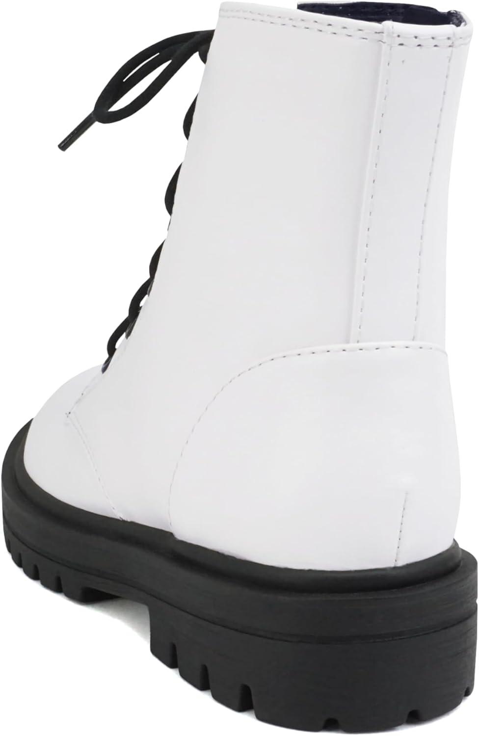 imageSoda FIRM2 KIDSCHILDRENGIRLS Lug Sole Fashion Combat Ankle Bootie Lace up wSide ZipperBlack Pu