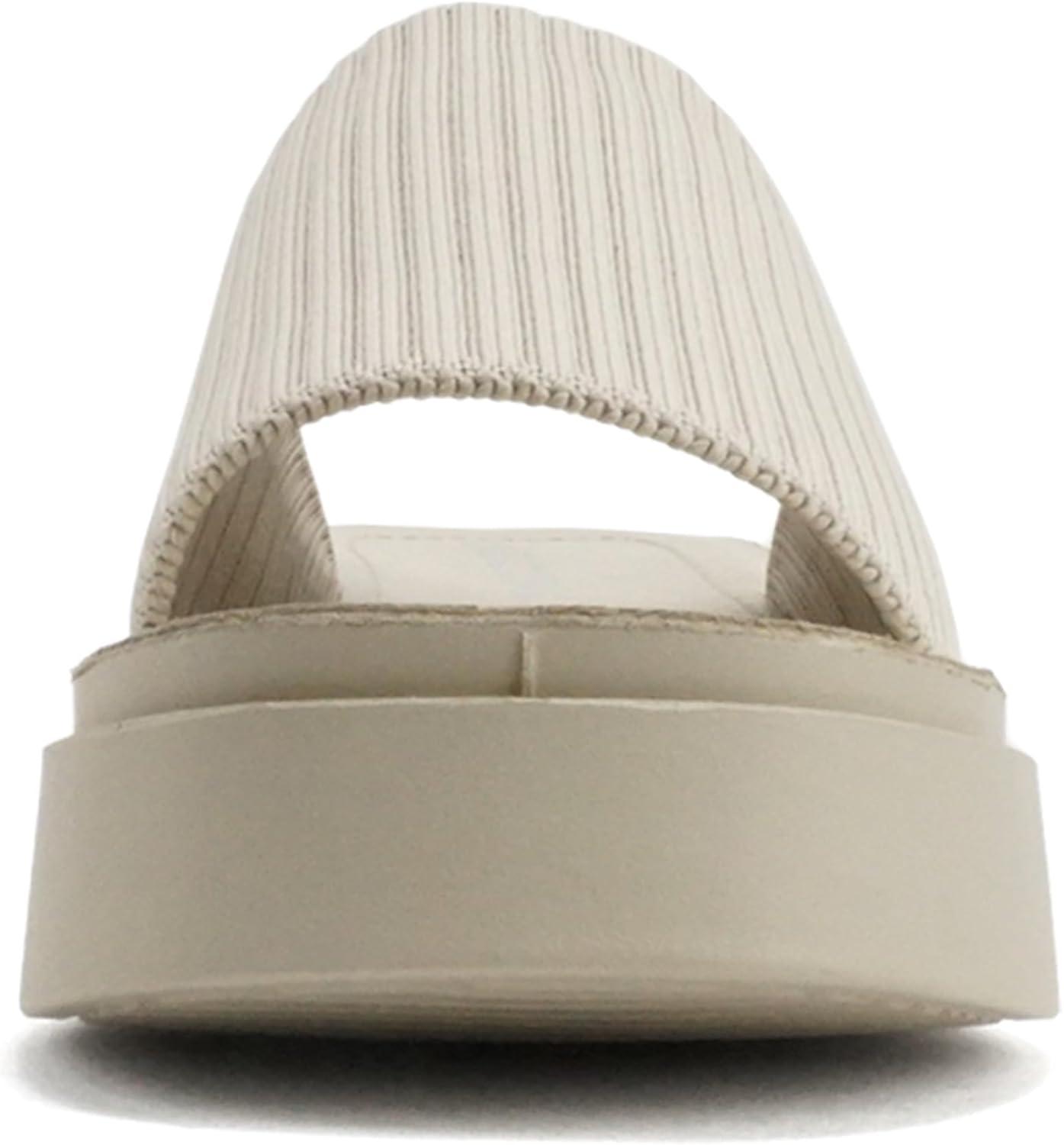 imageSoda Farley  Women Open Square Toe Elastic Upper Platform Slide SandalLight Nude Fabric