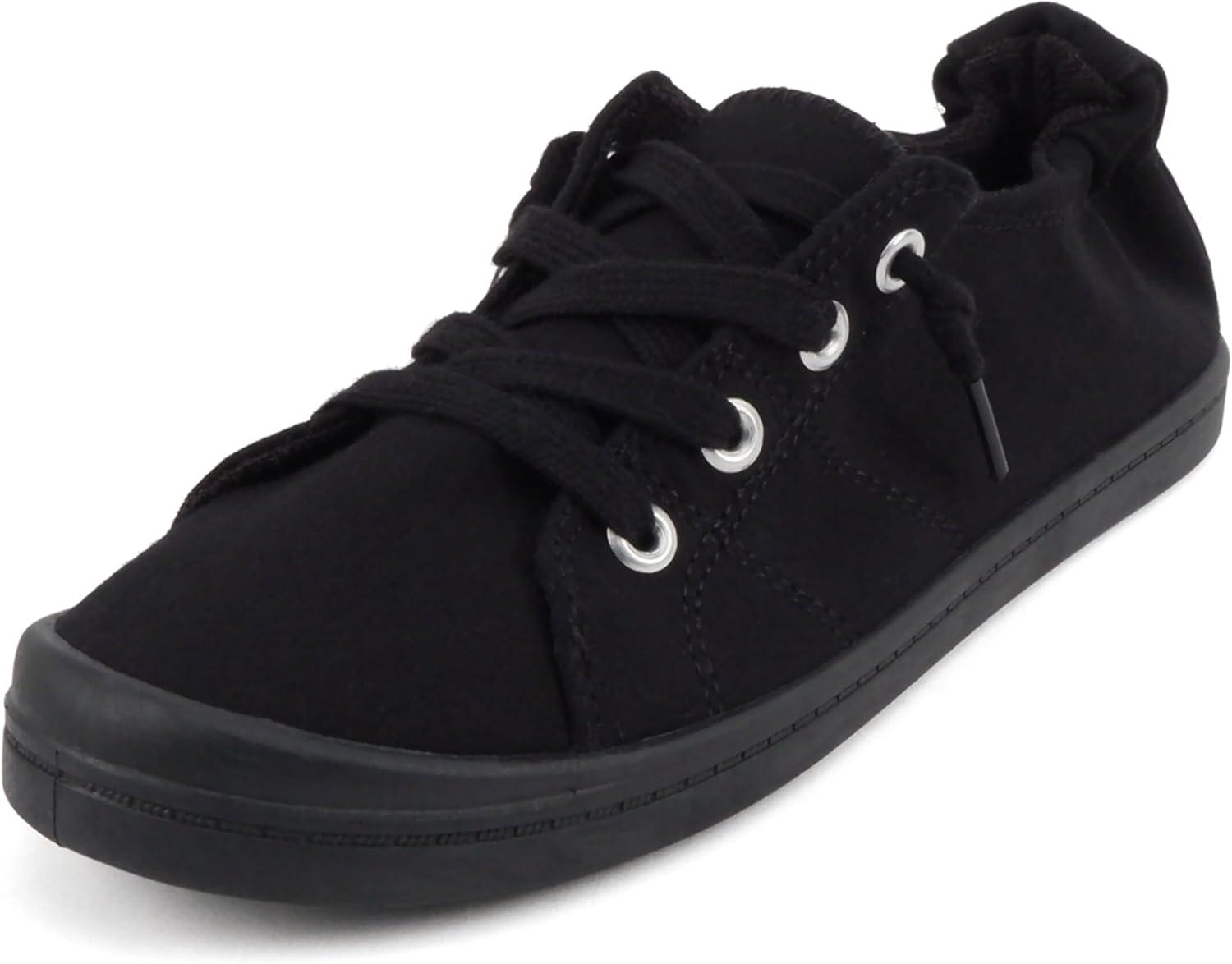 imageSoda Flat Women Shoes Linen Canvas Slip On Sneakers Lace Up Style Loafers ZigSAll Black