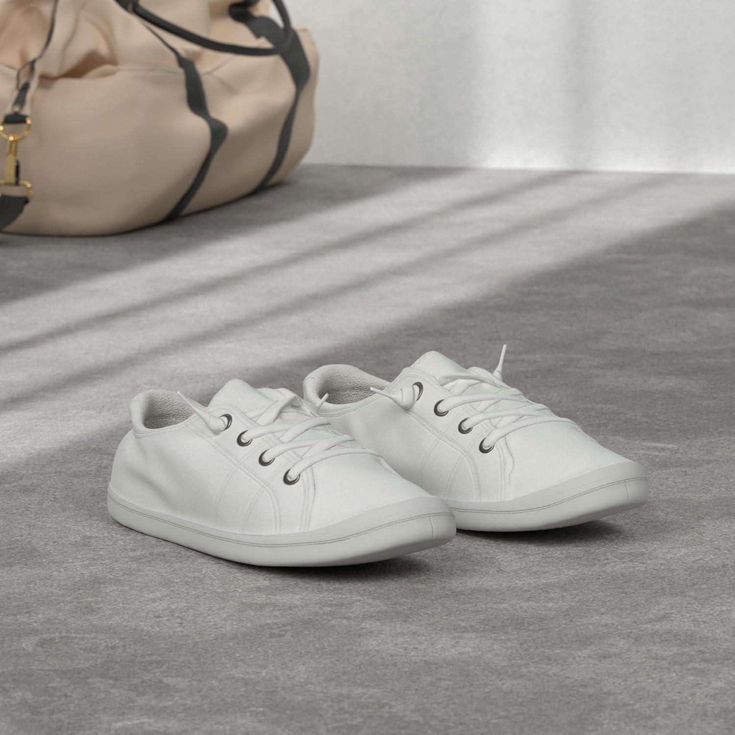 imageSoda Flat Women Shoes Linen Canvas Slip On Sneakers Lace Up Style Loafers ZigSAll White
