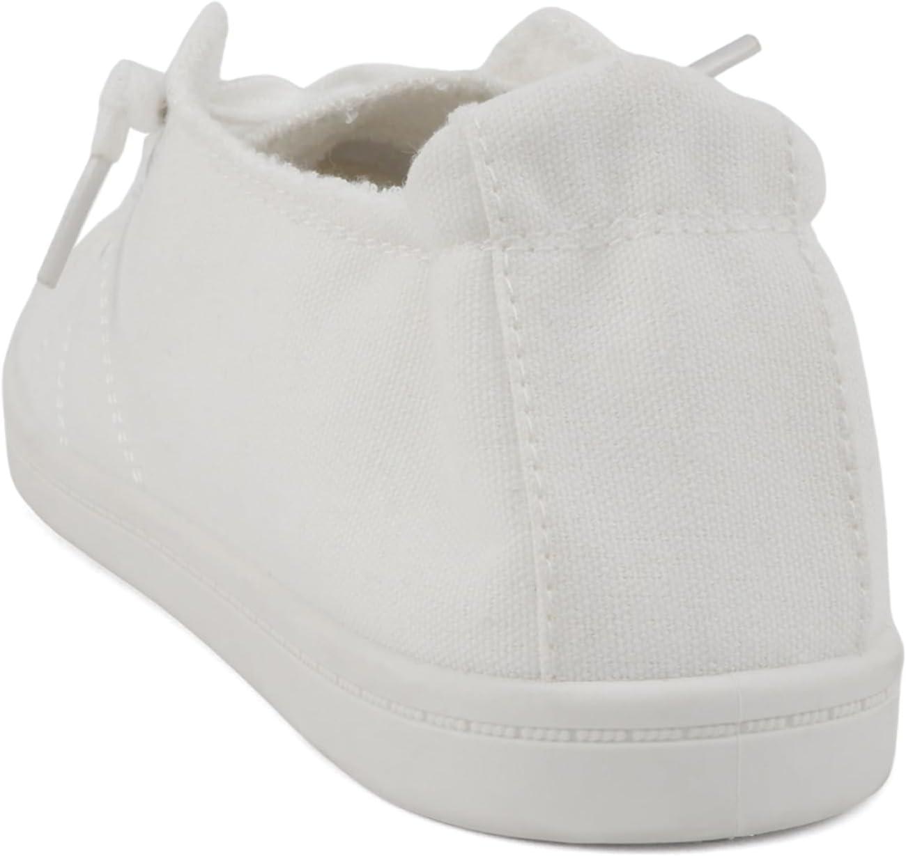 imageSoda Flat Women Shoes Linen Canvas Slip On Sneakers Lace Up Style Loafers ZigSAll White