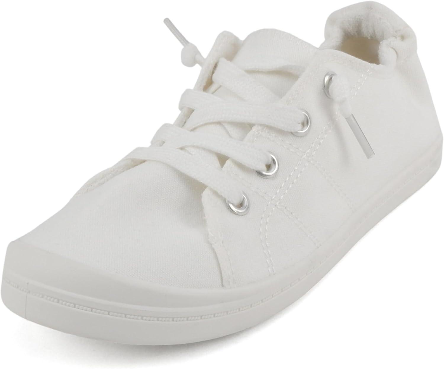 imageSoda Flat Women Shoes Linen Canvas Slip On Sneakers Lace Up Style Loafers ZigSAll White