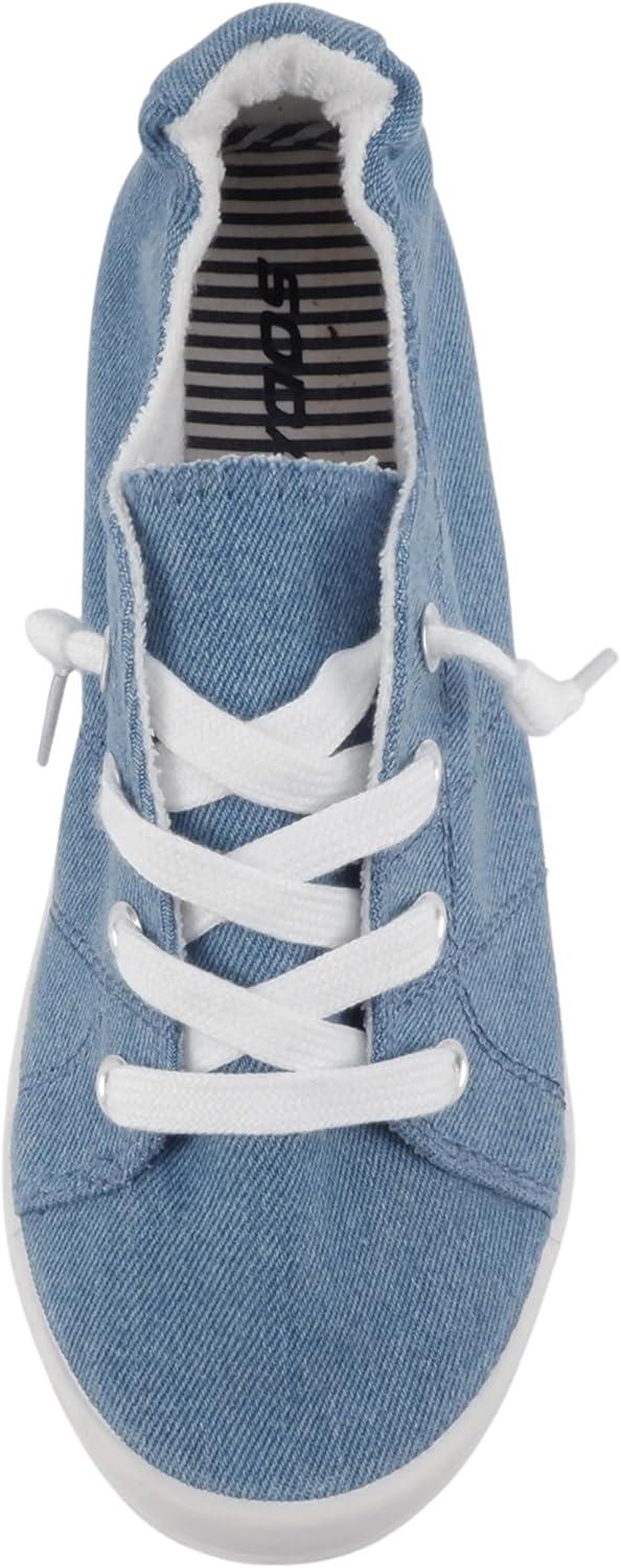 imageSoda Flat Women Shoes Linen Canvas Slip On Sneakers Lace Up Style Loafers ZigSBlue Denim
