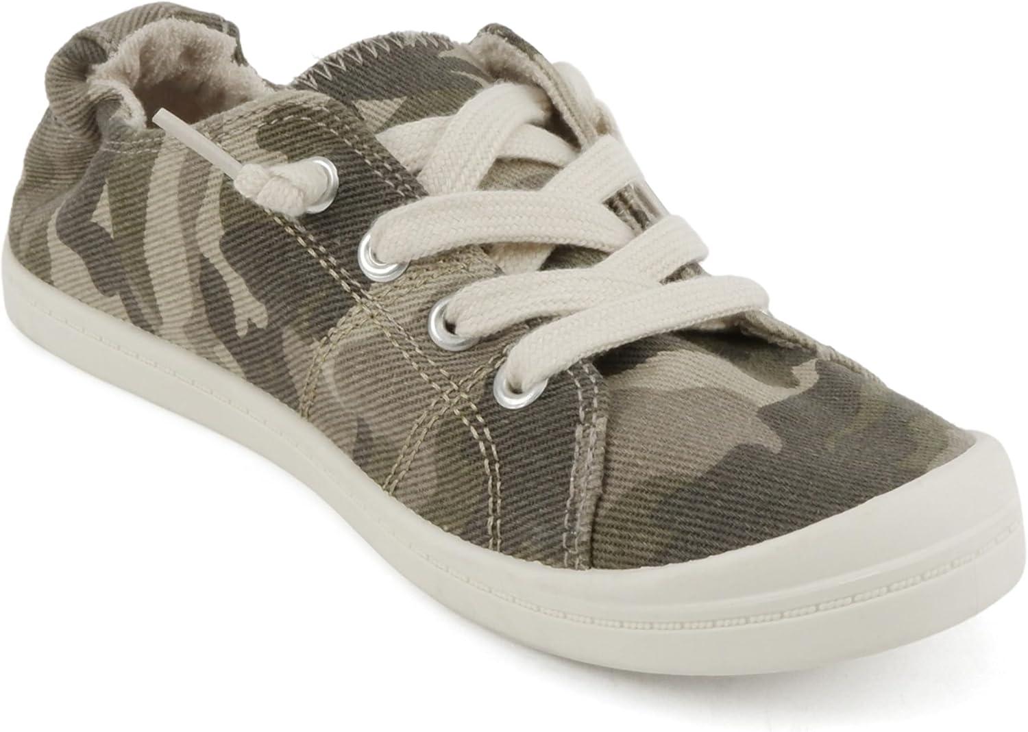 imageSoda Flat Women Shoes Linen Canvas Slip On Sneakers Lace Up Style Loafers ZigSCamo