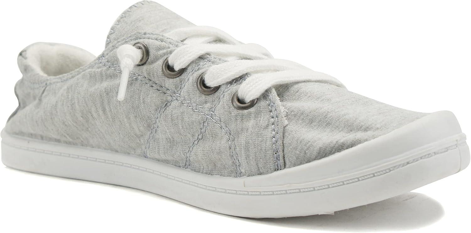 imageSoda Flat Women Shoes Linen Canvas Slip On Sneakers Lace Up Style Loafers ZigSGray