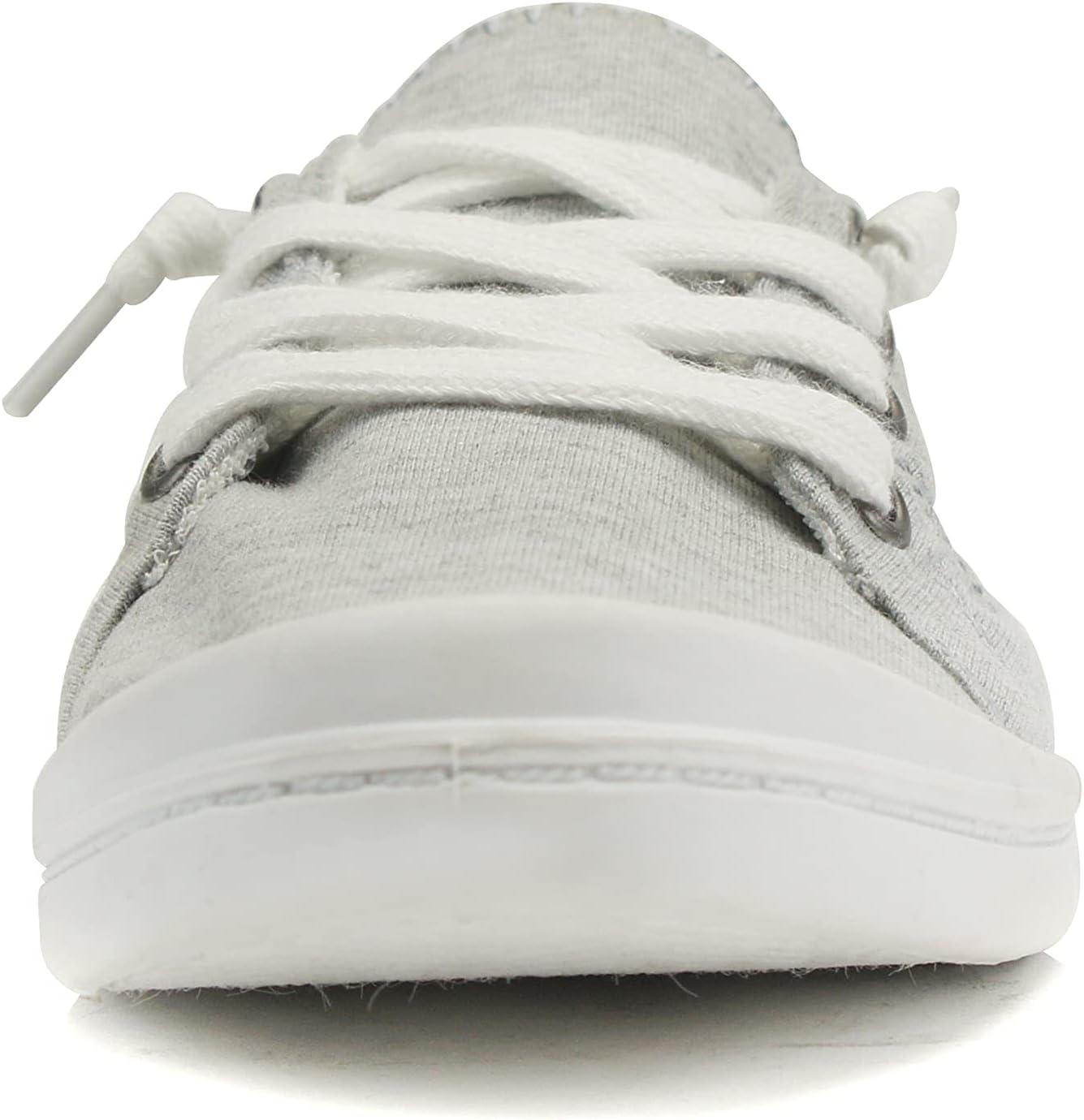 imageSoda Flat Women Shoes Linen Canvas Slip On Sneakers Lace Up Style Loafers ZigSGray