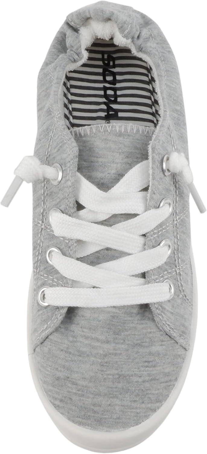 imageSoda Flat Women Shoes Linen Canvas Slip On Sneakers Lace Up Style Loafers ZigSGrey