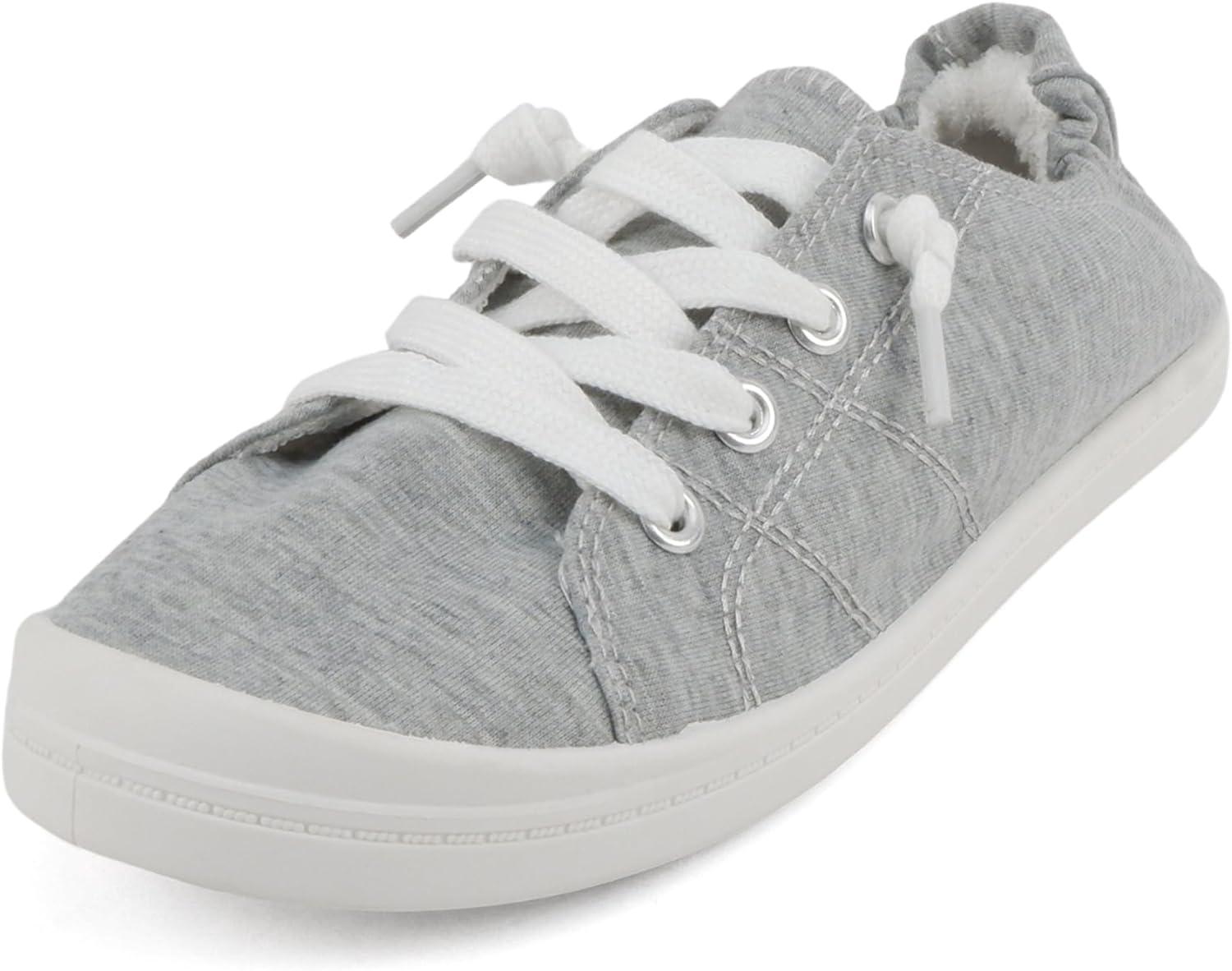 imageSoda Flat Women Shoes Linen Canvas Slip On Sneakers Lace Up Style Loafers ZigSGrey Fabric